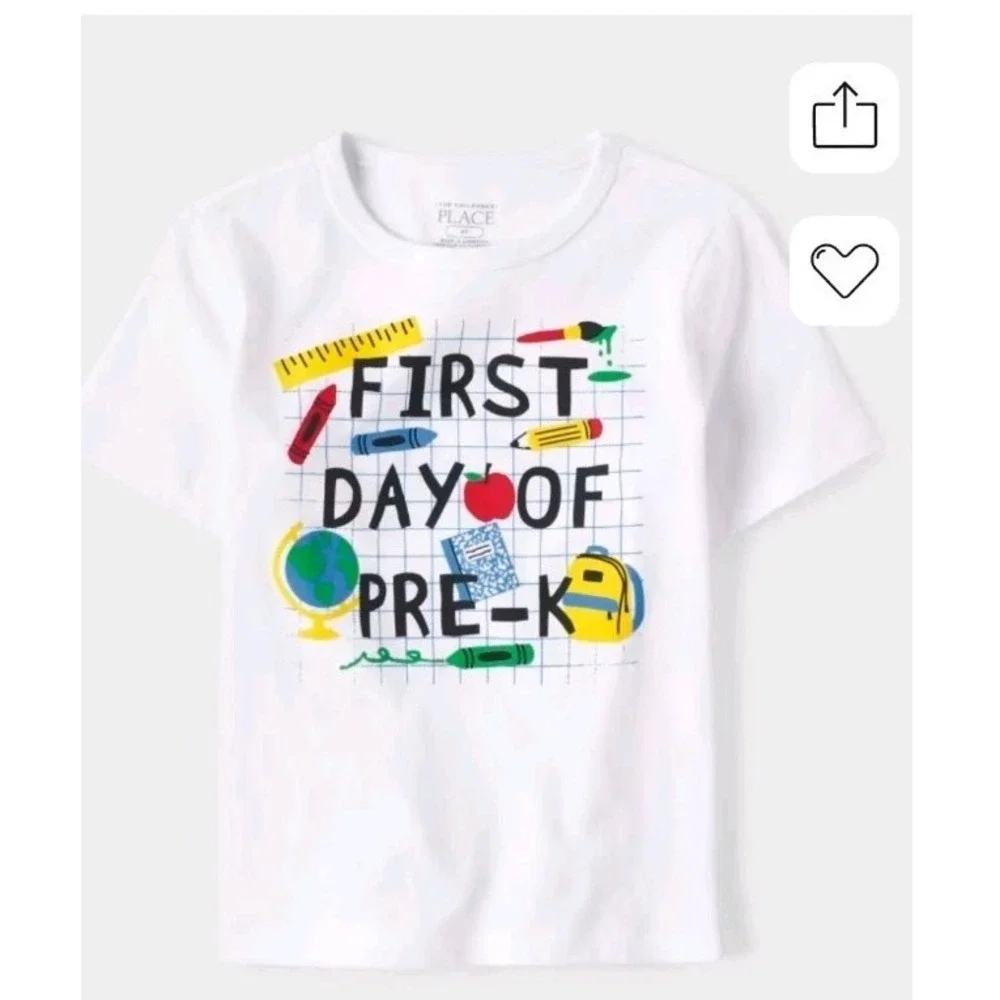 New The Children's Place FIRST DAY Of PRE-K Boys sz 4T Back To‎ School Tee Shirt